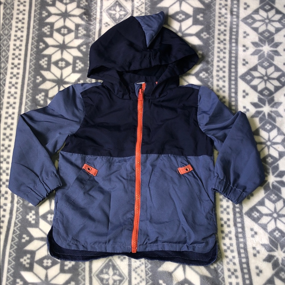 Tommy Bahama Boys Navy and Blue Raincoat with Orange Zipper
